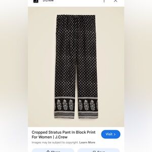 J crew cropped stratus pants block print